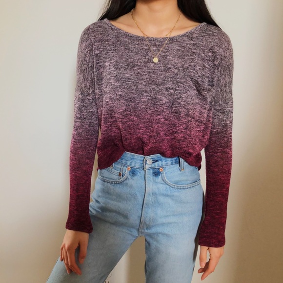 Foreign Exchange Purple Knit Ombre Sweater - Picture 3 of 4